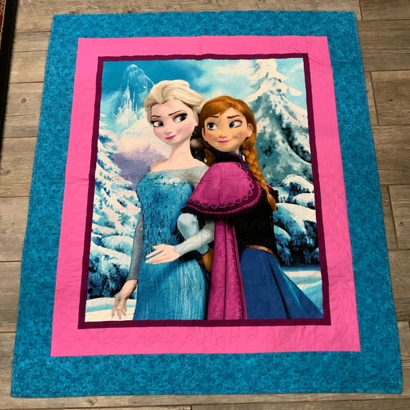 Other - Disney Frozen Anna Elsa Handmade Patchwork Quilt 49x41” Lap Throw Display Crib